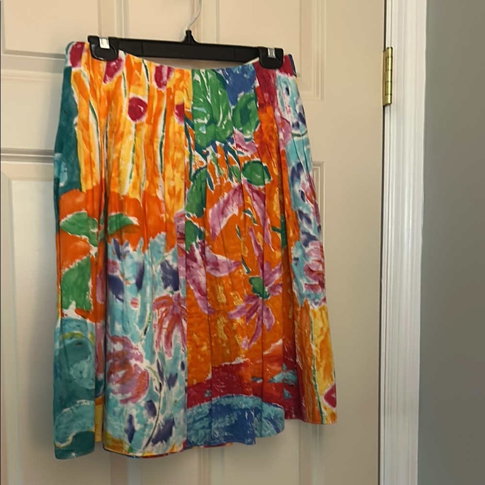 Ralph Lauren Orange Yellow Skater Skirt Knee-Length Resort Wear - Picture 2 of 2